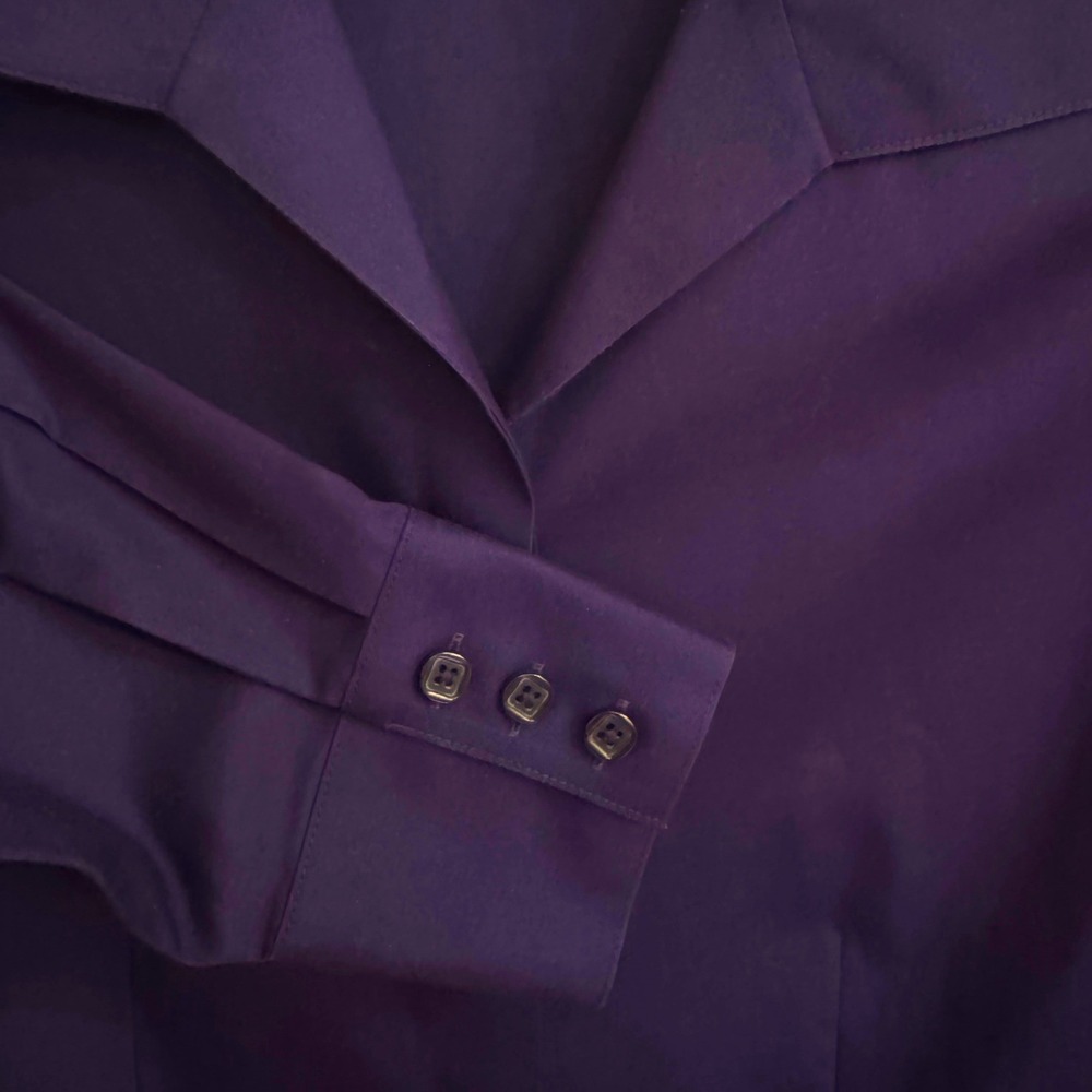 Chicos No-Iron Cotton Button Down Tunic Shirt Purple Long Sleeve Womens Size 1 - Picture 3 of 5